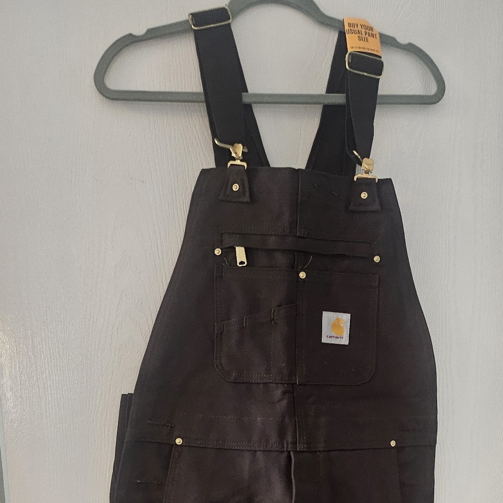 Carhartt Washed Duck Loose Fit Bib Overalls NWT Brown